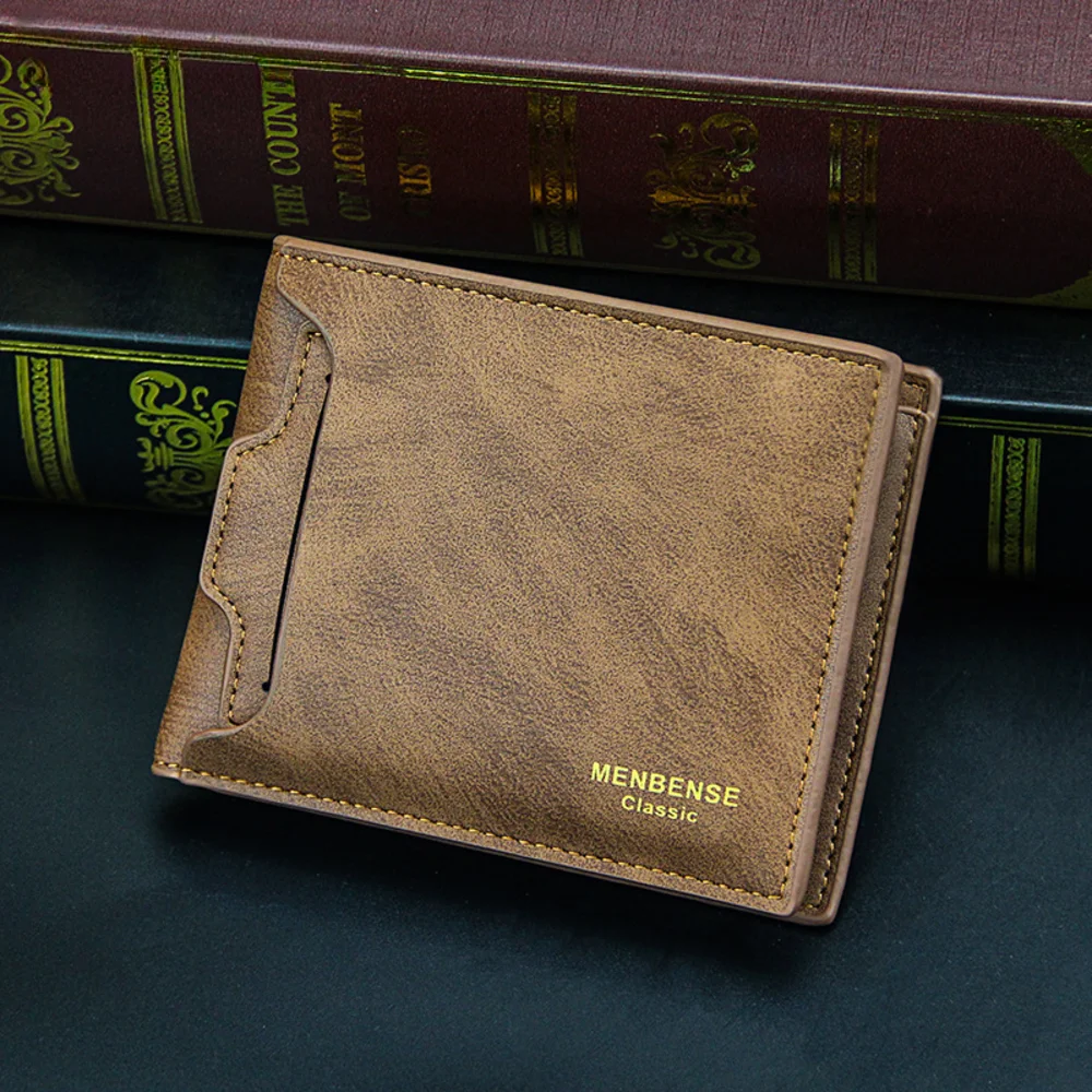 

Men's Wallet Business Card Holder Luxury Slim Coin Purse Short Bifold Leather Purses Clutch Multiple Slot Male Dollar Money Bags