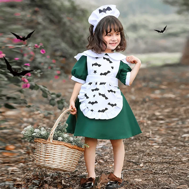 

Детское платье горничной Амин Лолита для девочек, косплей, костюм горничной летучая мышь для Хэллоуина