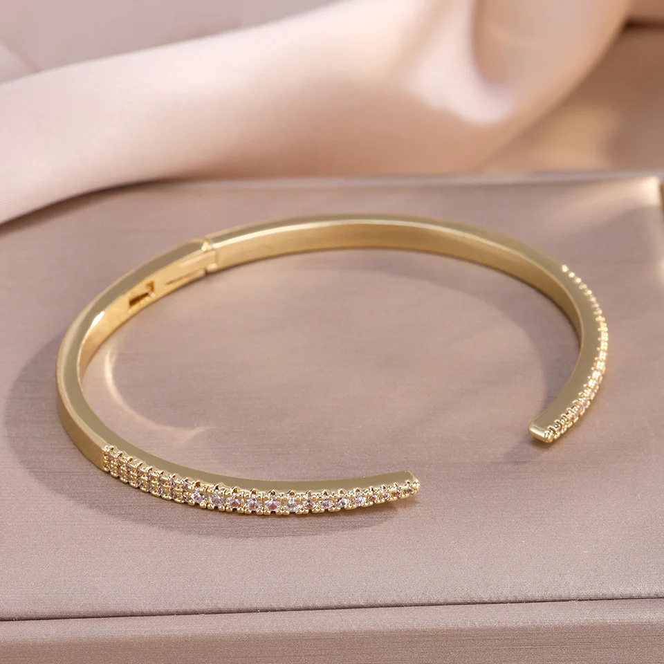 Yupsk Classic Sparkling Zircon Open Bracelet Bangle for Women Fashion Popular Jewelry Gift for Europe & United States 5