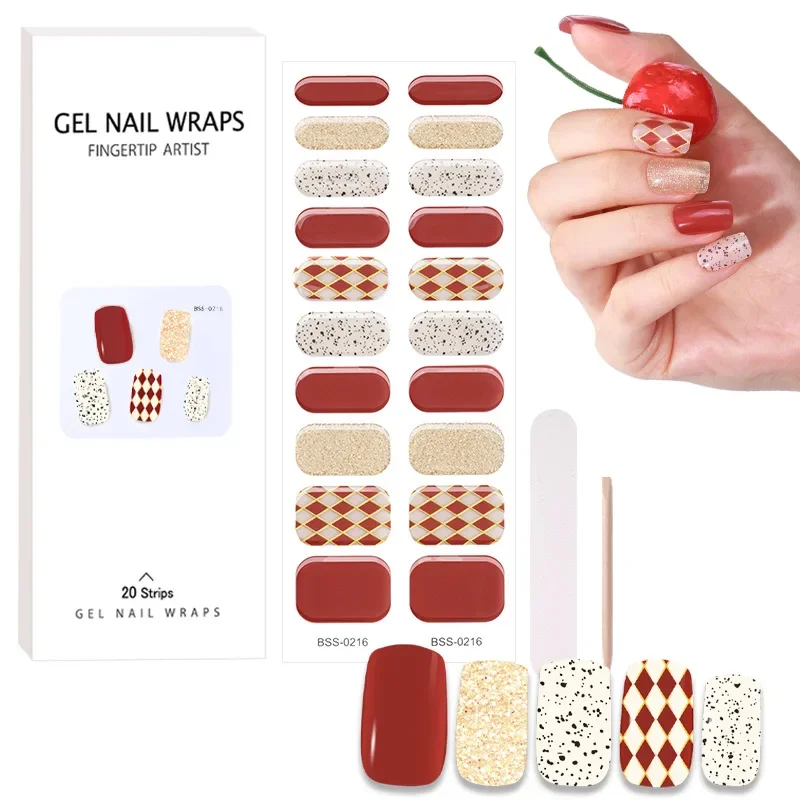 

Модные полузатвердевающие гелевые наклейки для ногтей, маникюрная УФ светодиодная лампа, блестящие цветочные наклейки для ногтей, водонепроницаемые полузатвердевающие украшения для ногтей