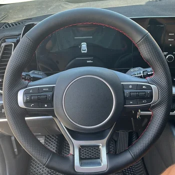 DIY Car Steering Wheel Cover Microfiber Leather NQ5 2023-2025 Car Interior Accessories Steering Wrap Cover For Kia Sportage 1