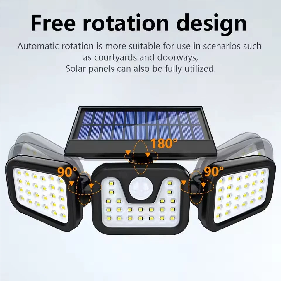 Solar Power Wall Lights Outdoor Motion Sensor Human Induction 3Modes Floodlights
