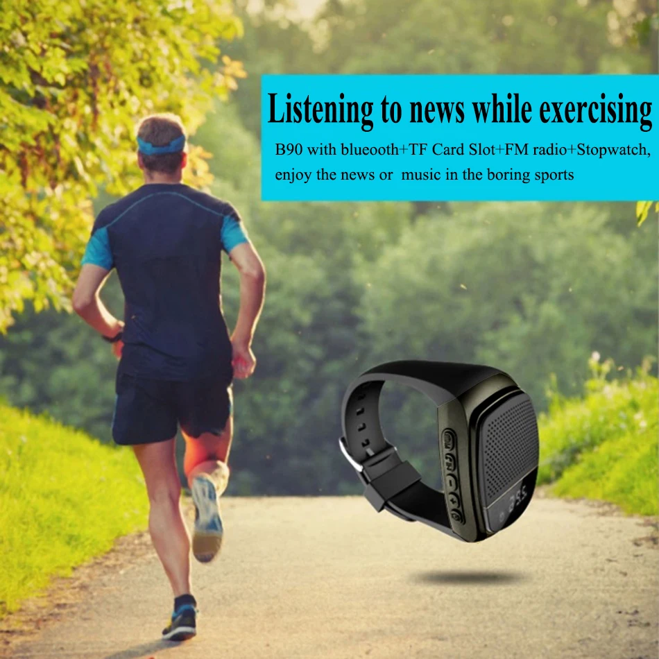 Running Wrist Hand Buetooth Watch Loudly Speaker Sports Music FM Radio Support 8GB 16GB TF Memory Card,mini bluetooth speaker,portable speaker,bluetooth speaker,mini sound box,audio speaker