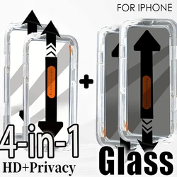 Premium 4 - in - 1 HD Privacy Tempered Glass Screen Protector - Dustproof Design - iPhone 12 Mini (2HD   2Privacy)