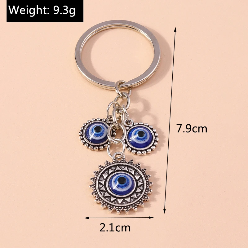 Vintage türkische glückliche böse Blick Schlüssel bund Hamsa Hand Schlüssel ringe für Männer Frauen Schlüssel halter Handtasche Anhänger DIY Schmuck Geschenke – Detail 2