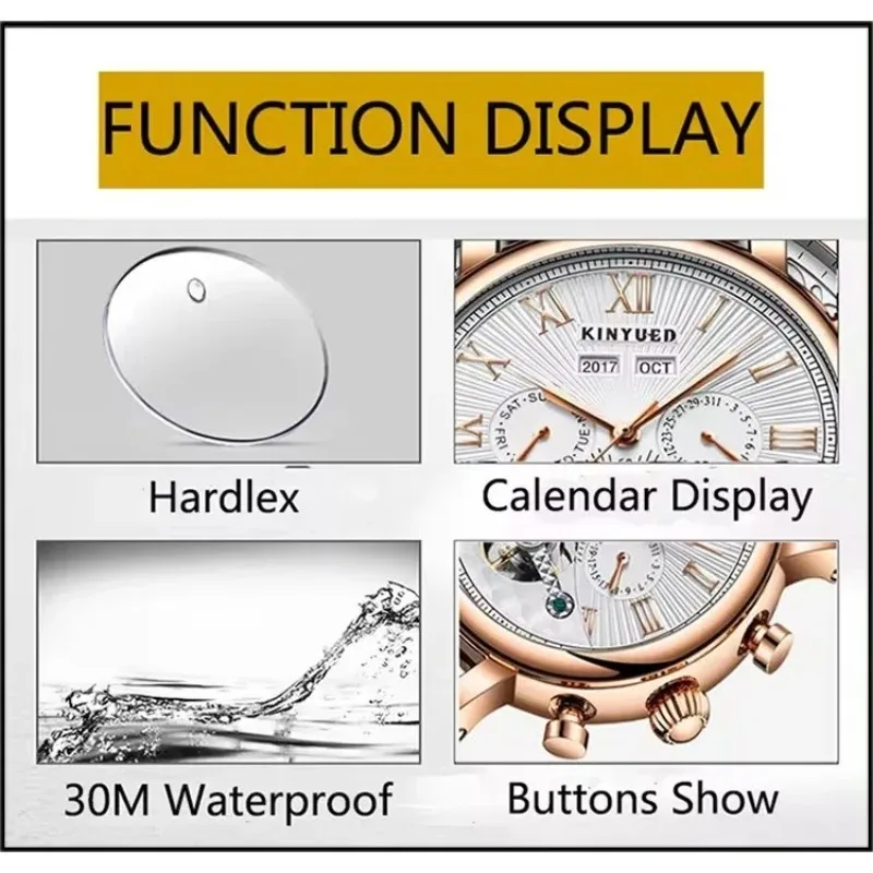 Waterproof Mechanical For Wrist Men'S Watch Watches Automatic Movement Wristwatches Men Mens Wristwatch Male Man Timepiece Moon