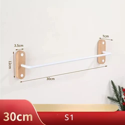 Sleek White Wood & Aluminum Wall - Mounted Towel Rack (S1 30CM)