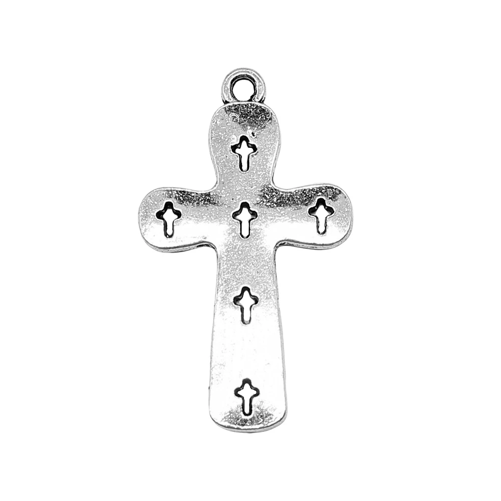 

10pcs/lot 21x26mm Cross Charms For Jewelry Making Antique Silver Color 0.83x1.02inch