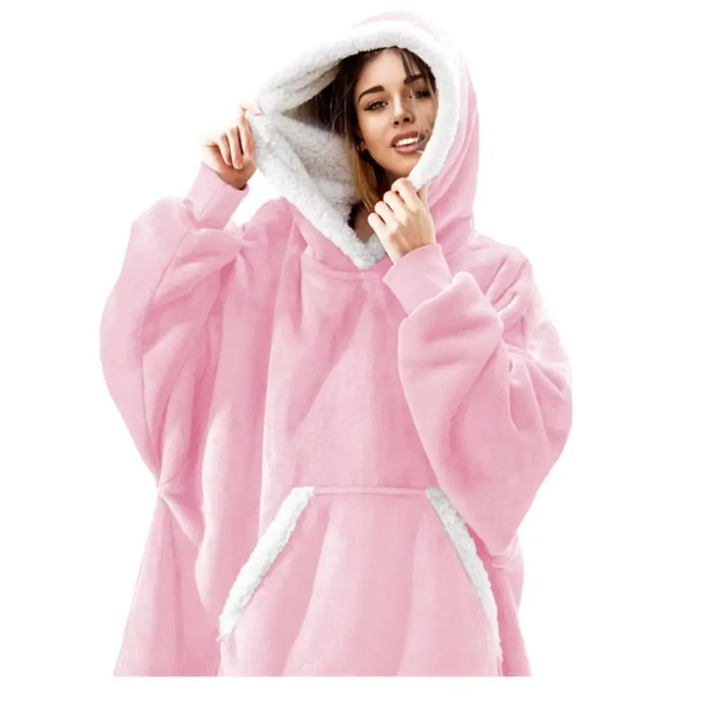 Winter Autumn Hoodies Warm Fleece Oversized Sweatshirt Giant Long Pajamas Women Men