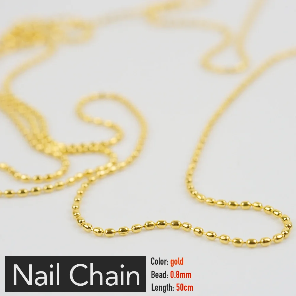 네일 체인 비드 참 0.8mm/1.0mm 로즈 골드 실버 픽시 스톤 장식 액세서리 금속 네일 DIY 아트 부품 라인 석
