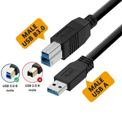 High - Speed USB 3.0 Type A to B Data Transfer Cable - 0.15M (Black)