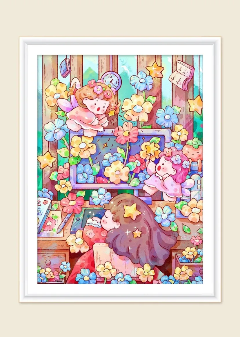 9ct 65X85cm Cartoon Pre-Printed Cross Stitch Kit DIY Embroidery Set Handicraft Floss Needle Crafts