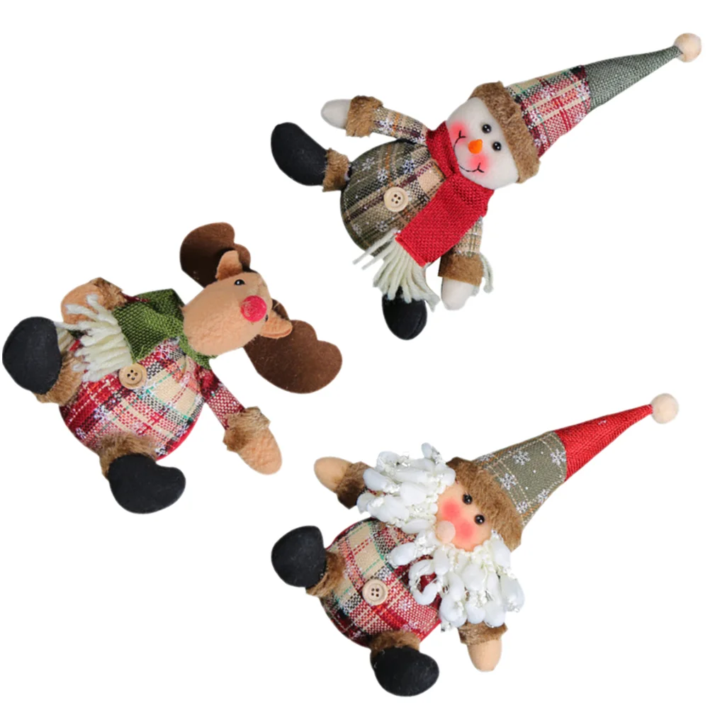 

3 Pcs Santa Claus Figurines Snowman Decorations Indoor Tabletop Centerpiece Christmas Room Cloth Ornaments Elder Has