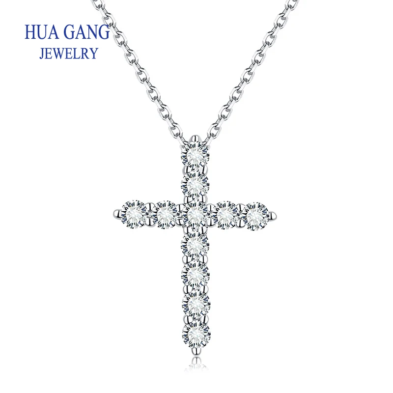 

Moissanite Christian Religious Cross Pendant Necklace for Women Top Quality 100% S925 Sterling Silver Wedding Jewelry