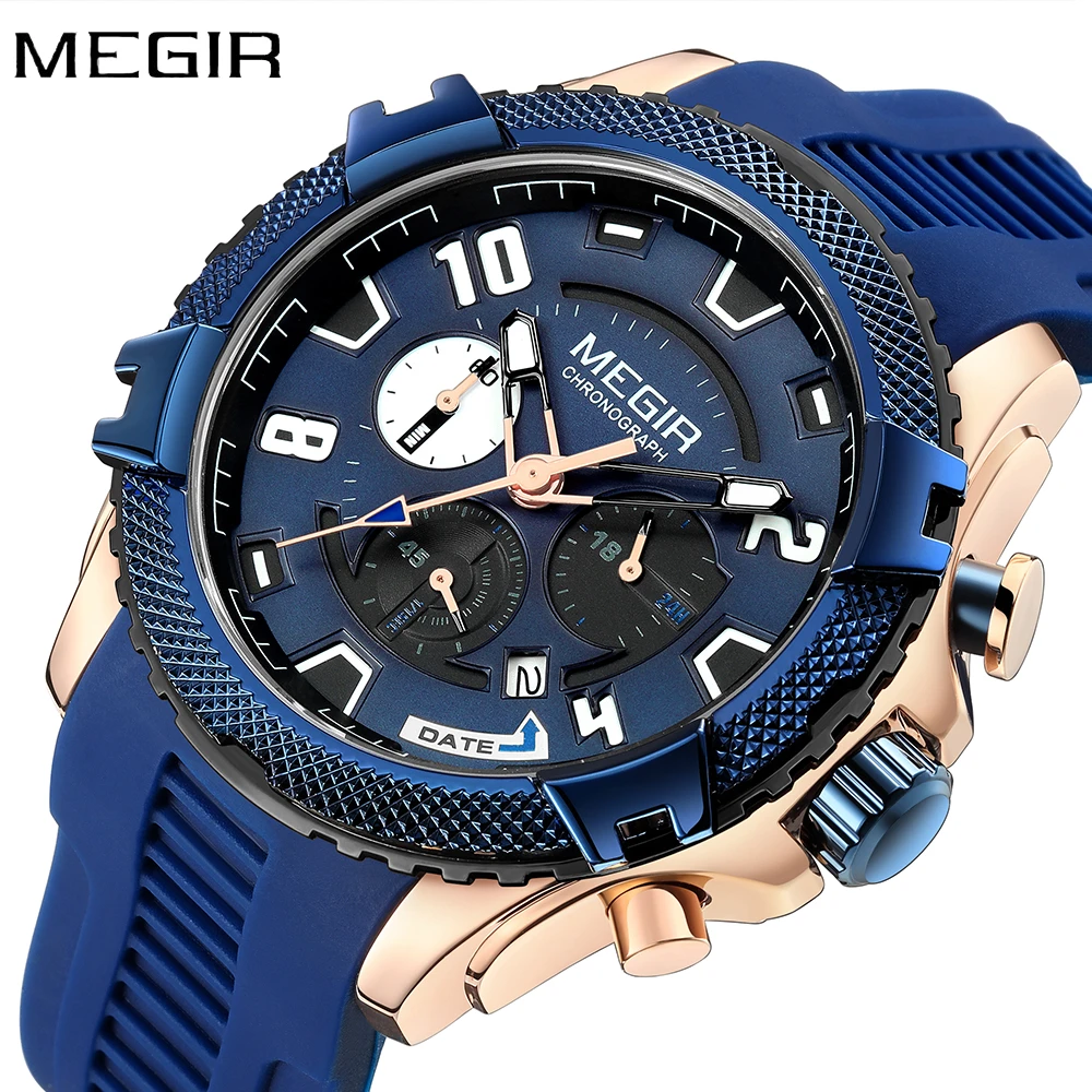 MEGIR Man Watch Luxury Brand Fashion Quartz Waterproof Elegant Original Sports Men's Clothing Wristwatch Clock Men Gift Box