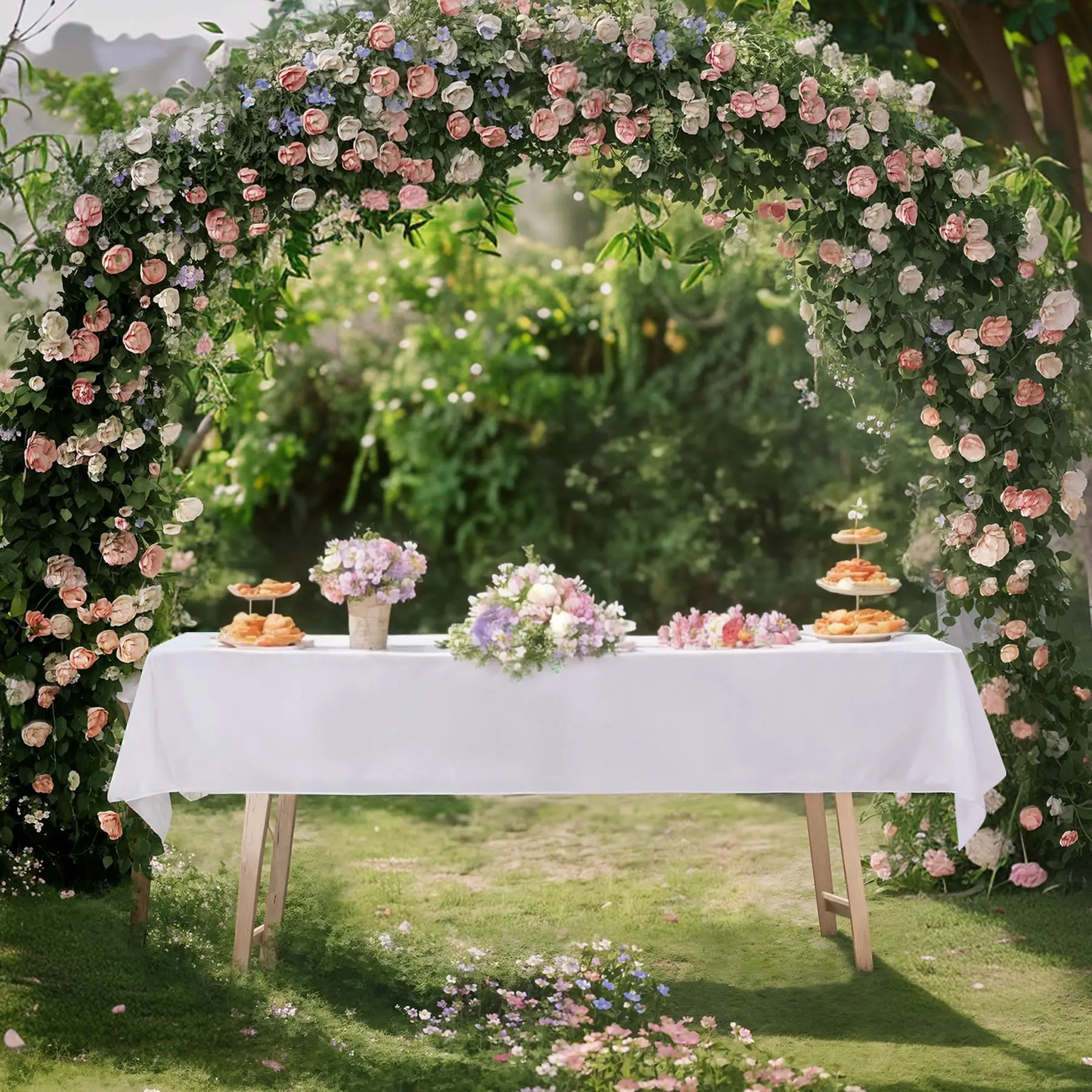 6FT White Tablecloth Coffee Table High-grade Waterproof and Oil-proof Hotel Wedding Birthday Party Rectangular Non-slip Cloth