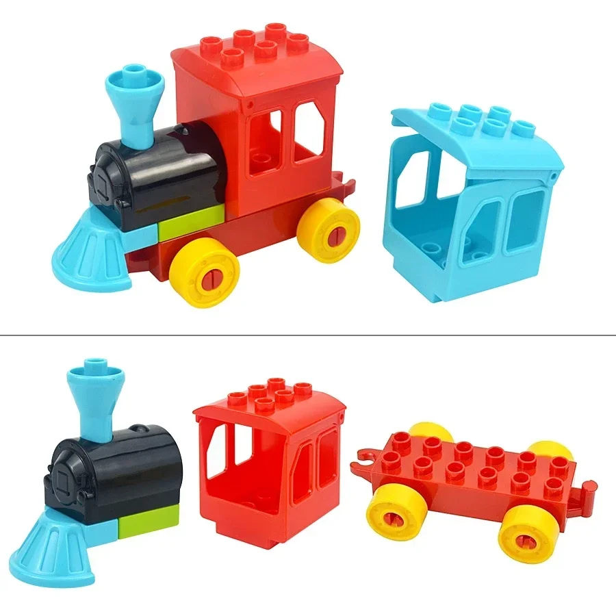 Large Particle Railway Transport Set - Big Size Building Block Train Car Parts