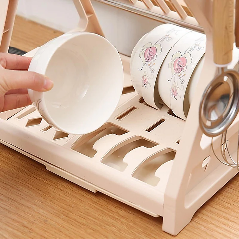 Luxury Dish Drying Rack Double-layer Drainer Rack Cupboard Tableware Bowl  Organizer Kitchen Utensils Dish Cupboard Storage - AliExpress