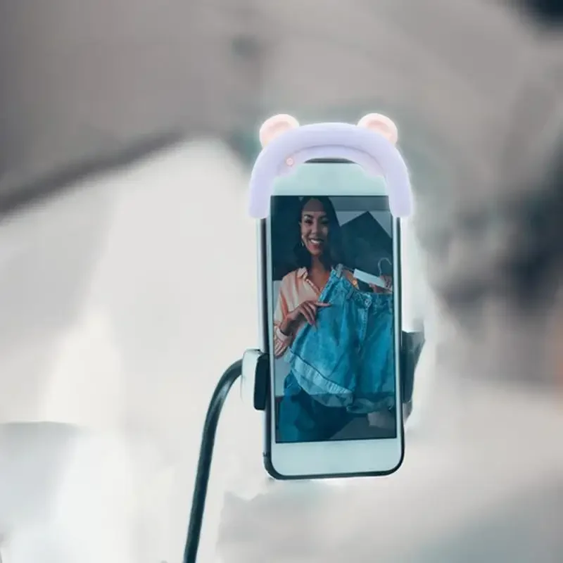 셀카 조명 LED 링: 사진 및 비디오용 3가지 모드로 조절 가능한 USB 충전식 클립온