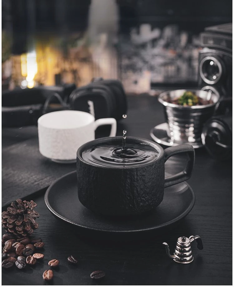 Tazas de café Espresso de cerámica, juego de tazas de café de alto