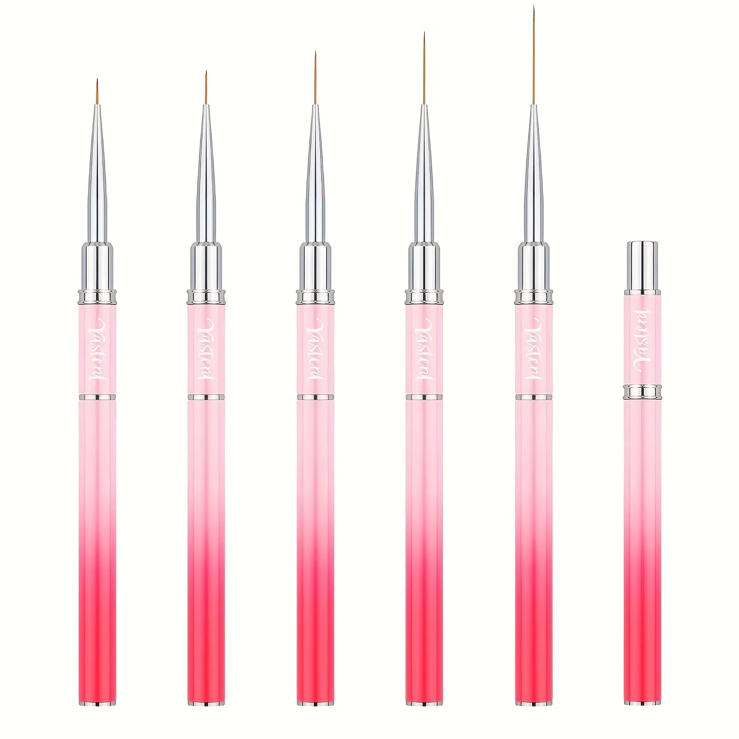 Nail Art Brushes, 5pcs Long Nail Art Line Brushes for Details, Fine Designs, Thin Nail Design Brush Set Gel Polish Painting Pens 4