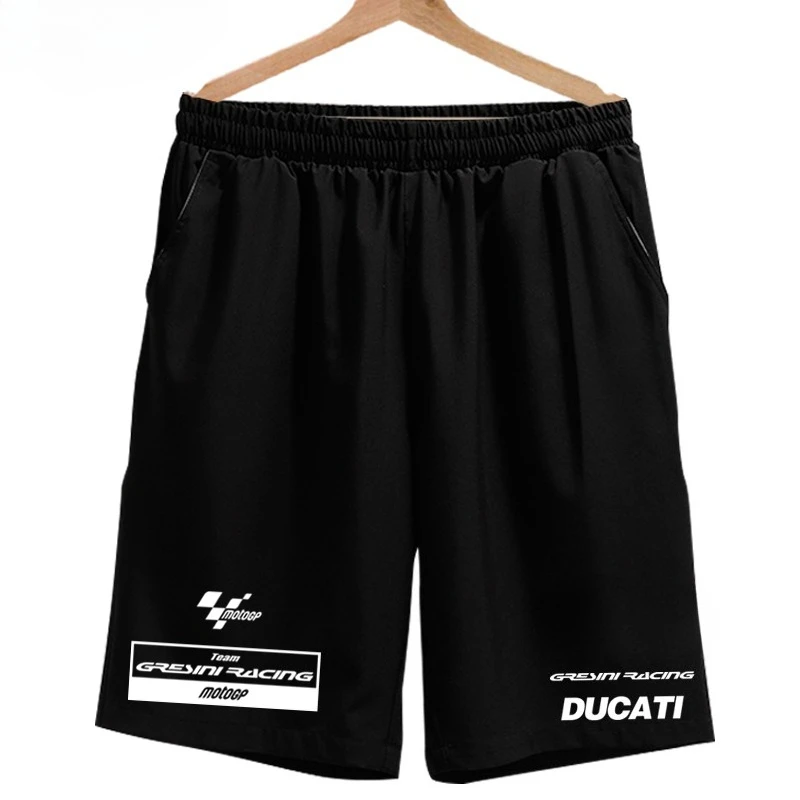 Men’s breathable quick-dry cycling-inspired five-point summer shorts in sporty streetwear style black