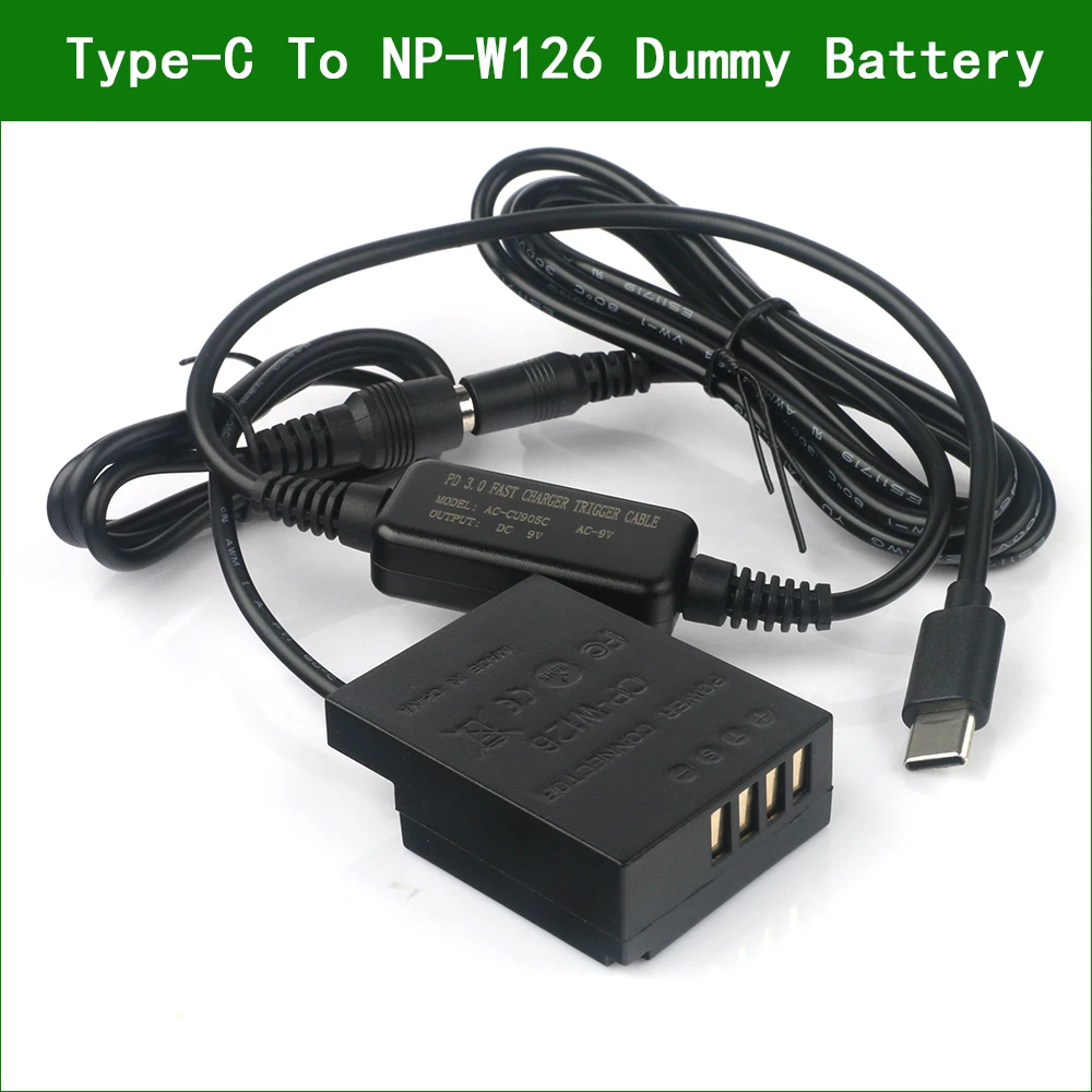 Cp-W126 Usb Tipo-C Np-W126 W126S Dummy Batteria Adattatore Di Alimentazione Dc Accoppiatore Per Fujifilm X-T30 X-T100 X-T200 X-S10 X100F