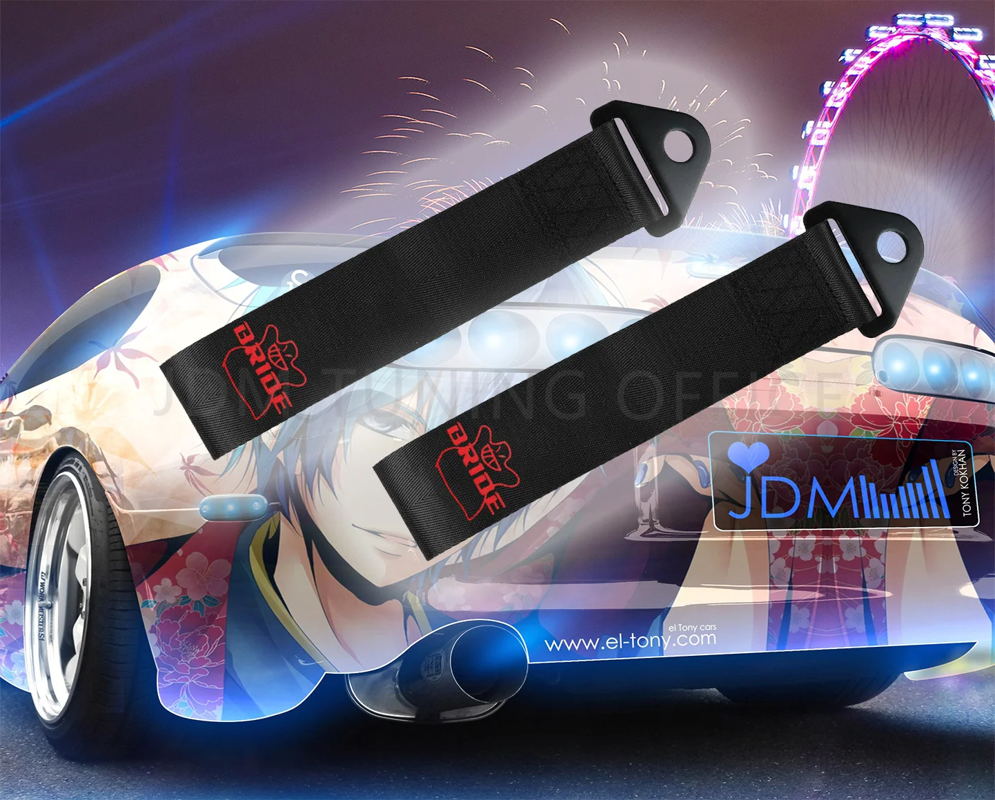 Bride logo Nylon Tow Strap Universal Car Racing Tow Ropes Trailer