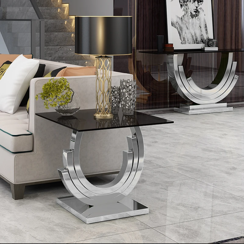 Möbel Edelstahl Wohnzimmermöbel Eck-Tisch-Set