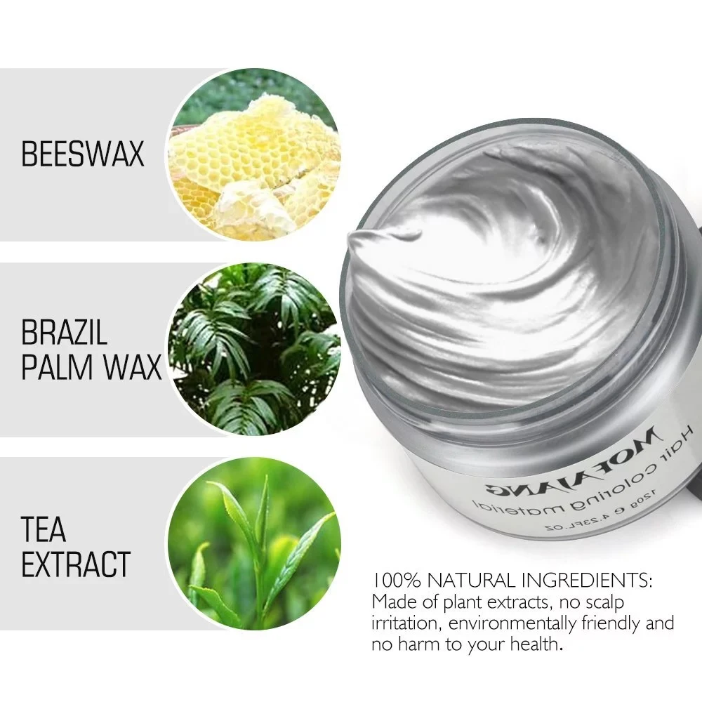 

For Women Men Mofajang Color Hair Wax Dye Styling Pomade Silver Grandma Grey Disposable Natural Strong Gel Cream