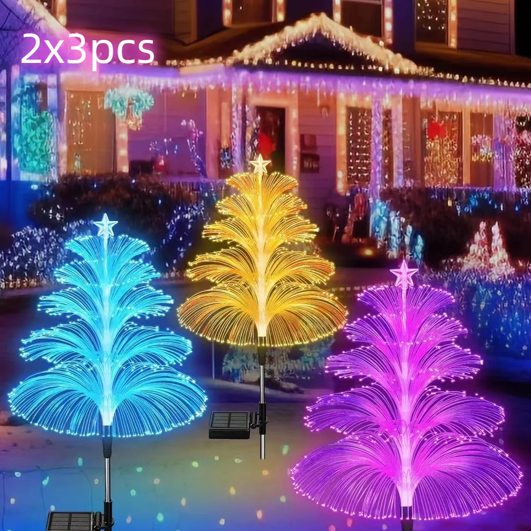 6pcs7ColorsSolarChristmasLightsOutdoorWaterproofDecorLED