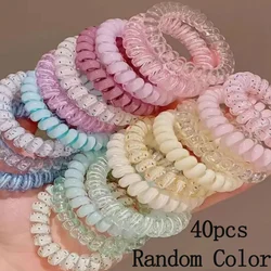 Set of 20 Multicolor Spiral Hair Ties - Elastic, Strong Hold, Waterproof Ponytail Holders (40pcs random)