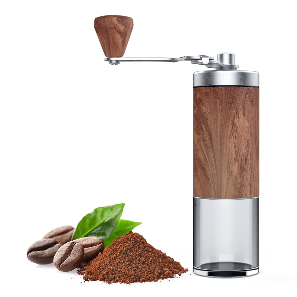 

Manual Coffee Bean Grinder Stainless Steel Professional Double Bearing Adjustable Hand Burr Coffee Bean Grinder Kitchen Tool