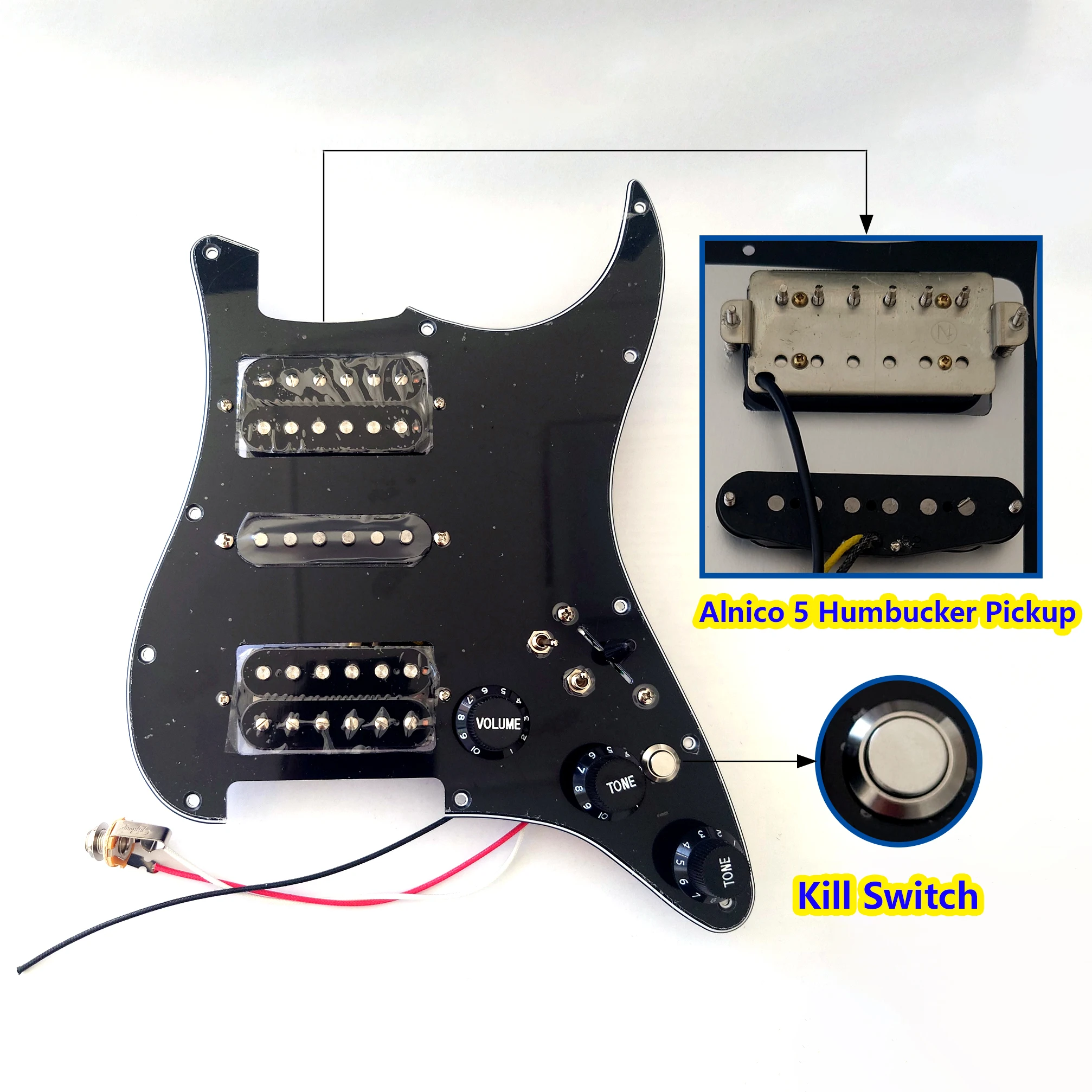 Hsh Premabled Guitar Strat Pickguard Set Con Interruttore Silenzioso Kill Swith Ainico 5 Humbucker Pickup Per Fender St Guitar