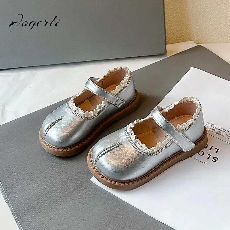 Girls' PU Leather Shoes Soft-soled Children's Baby Shoes Split-toed Children's School Student Princess Size 22-33