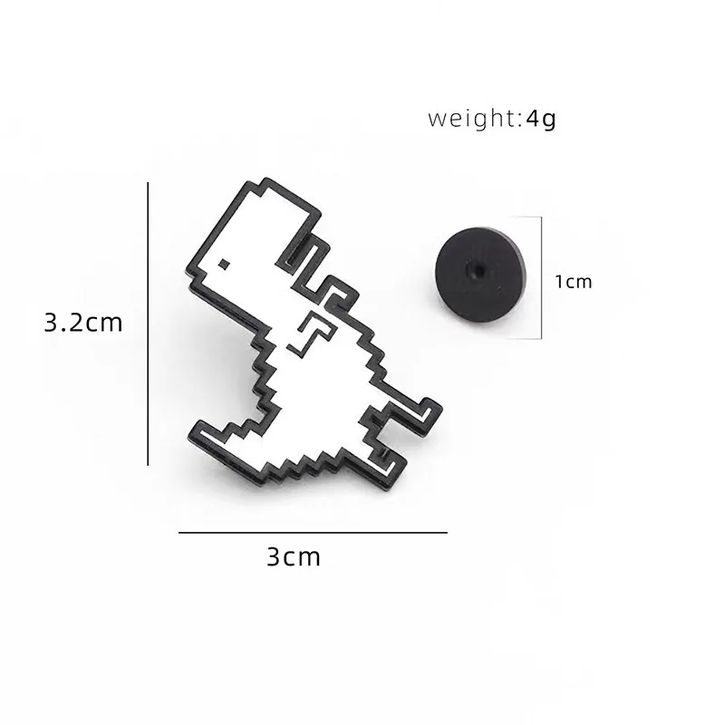 Dinosaur Brooch Pixel Style Jurassic Shape Metal Badge Clothing Bag Accessories Waist Pin