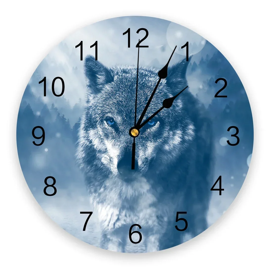 Round Wolf & Moon Acrylic Wall Clock Color:LXM04118;Sheet Size:10inch(25CM)
