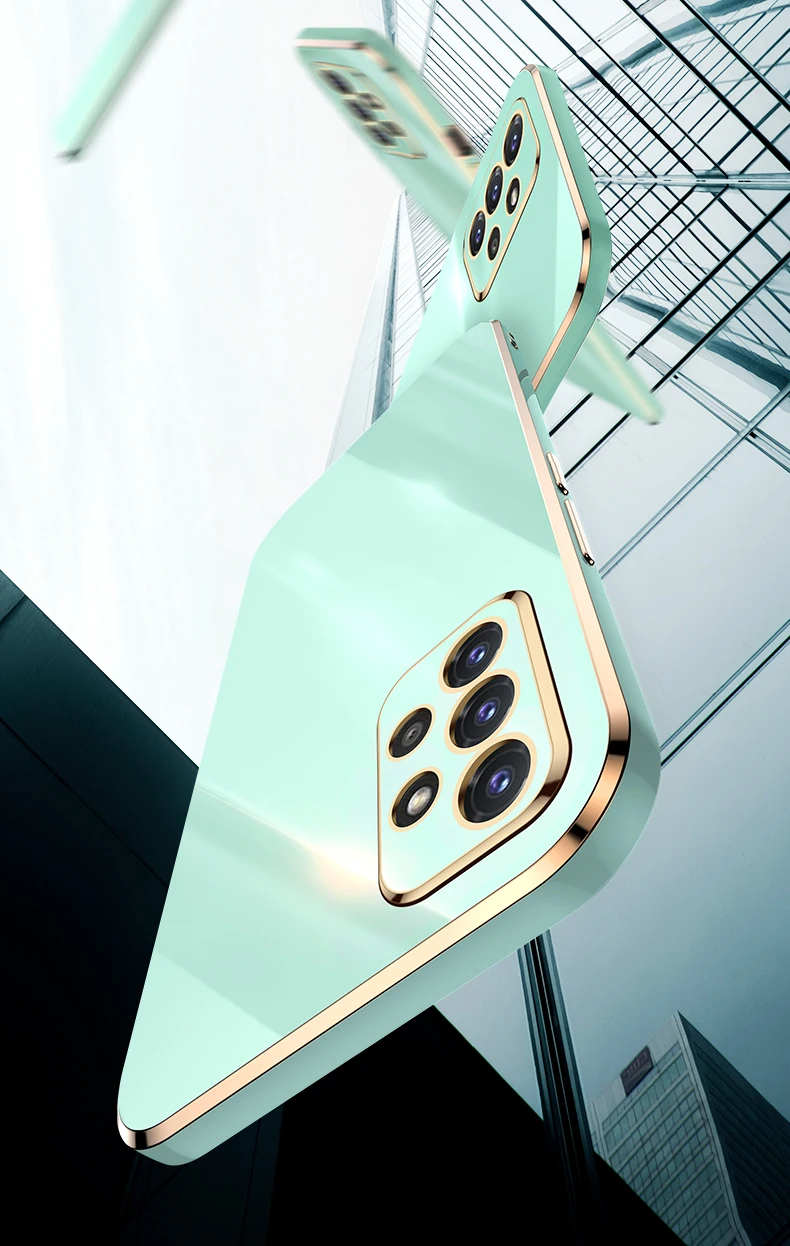 Coque de téléphone Samsung Galaxy A22 A12 A22S A32 A52 A72 A51 A71 M12 M22 A, étui souple scintillant carré de luxe plaqué Laser 3D_voghion.com