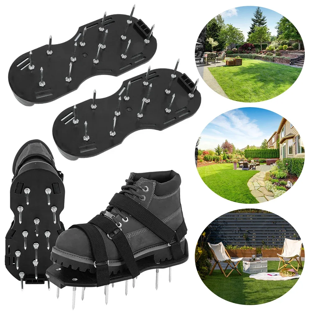 Lawn Aerator Shoes Grass Spiked Shoes with Adjustable Strap Anti-Slip for Yard Patio Garden garden lawn aerator shoes