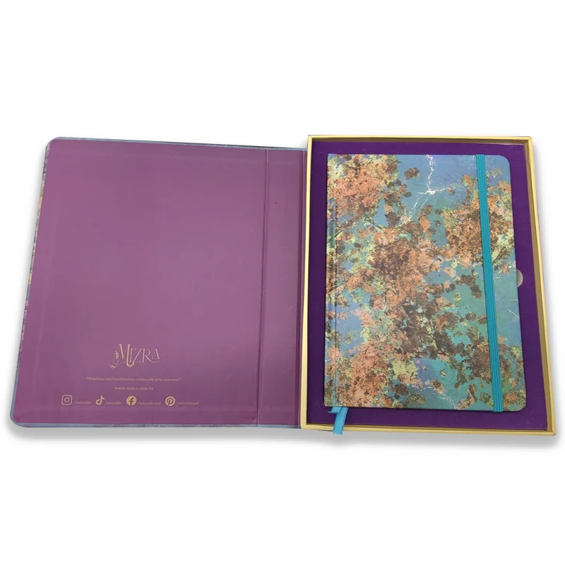 A5 notebook with hard shell paper agenda with strap color cover diary