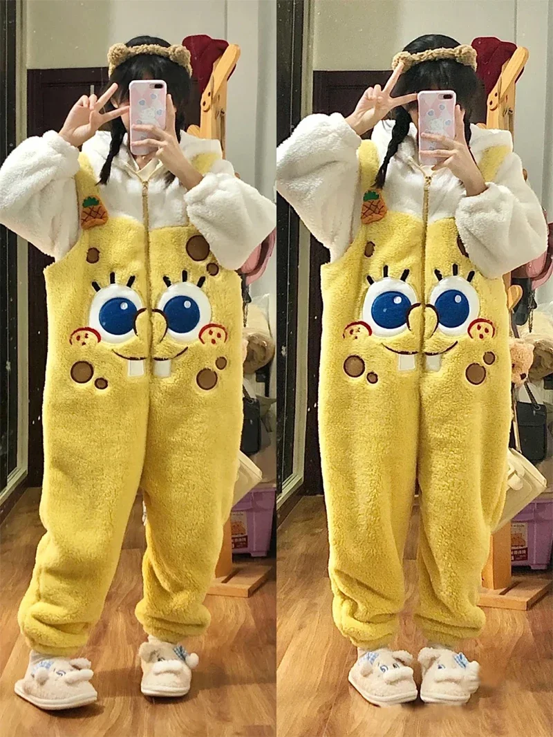 

Adults Anime Onesies Women's Plush Romper Winter Flannel Pajamas Long-Sleeve Zipper Anime Cosplay Costumes Cartoon Sleepwear Set