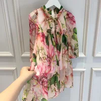 Printemps automne enfants gitls robe à fleurs en mousseline de soie voilet matériel avec intérieur pur coton robes de princesse boutique enfants vêtements 6
