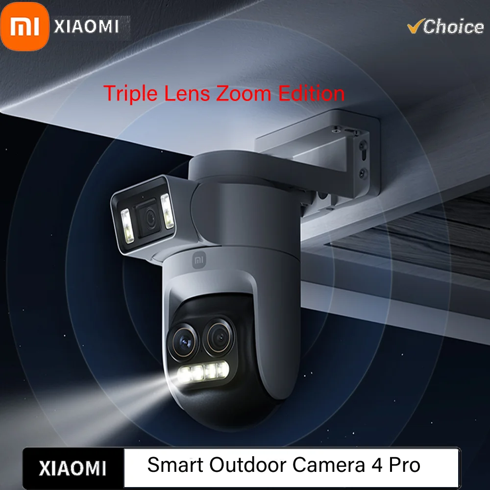 Nuova Telecamera Esterna Intelligente XiaoMi 4 Pro Edizione Zoom a Tripla Fotocamera, 360° ° Telecamera 5MP 3K, Zoom Ibrido 9x, IP66, Versione Cinese con Adattatore