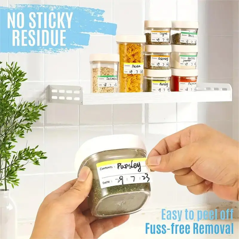 Label Stickers 100pcs Removable Freezer 1 x 2 Inch Food Storage Date Waterproof Oil Resistant Can Jar Paper