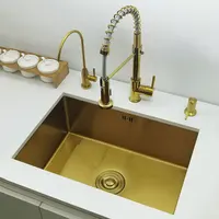 Gold Kitchen Sink 304 Stainless Steel sinks Above Counter or Undermount Installation Single Basin Bar Sink Golden Washing Basin 2