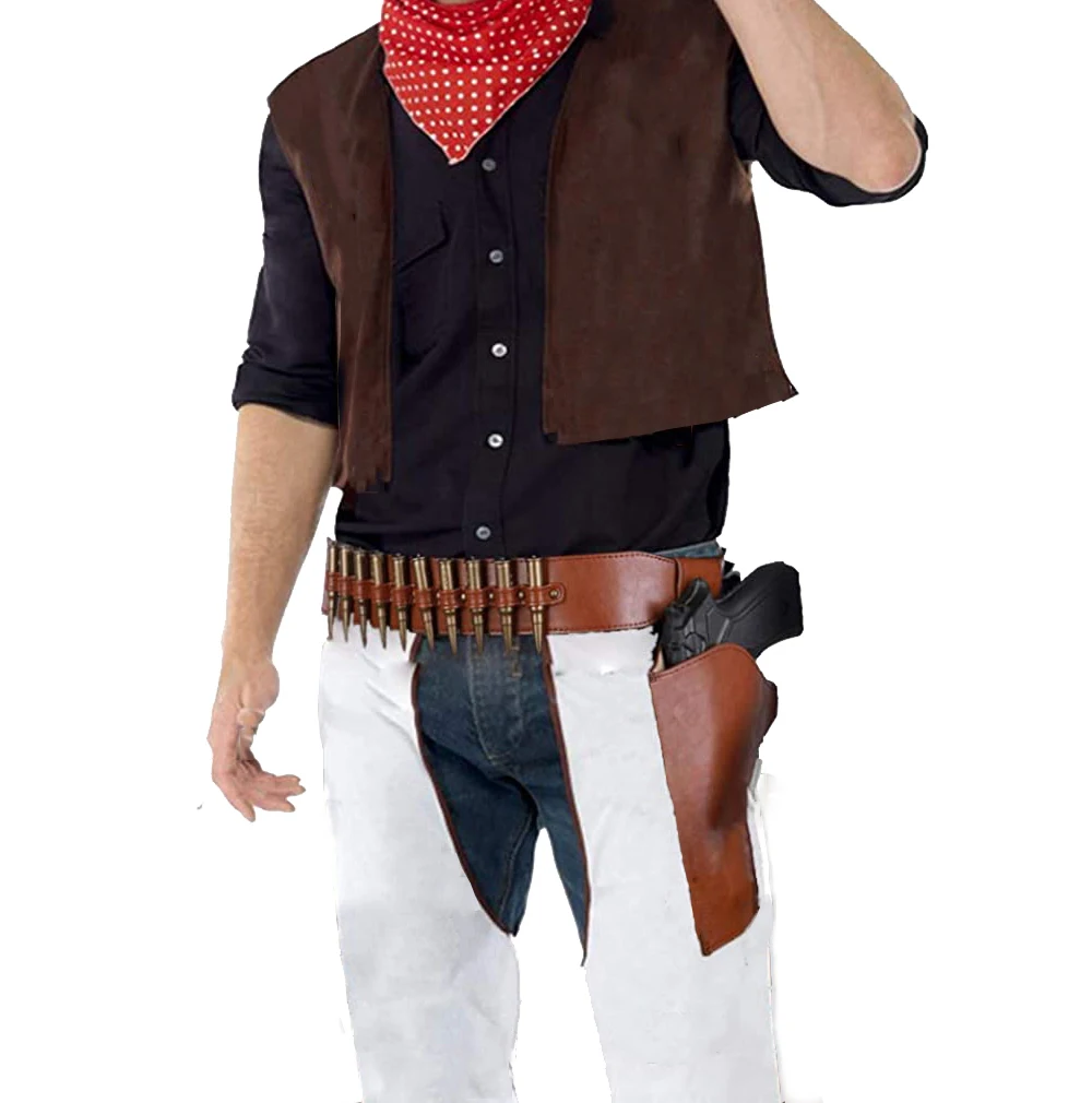 Old West-Disfraz de vaquera para Cosplay, revólver, pistola, pistolera,  PULeather, soporte de bala para Colt, barril de 6 pulgadas, cinturón de  hombro - AliExpress