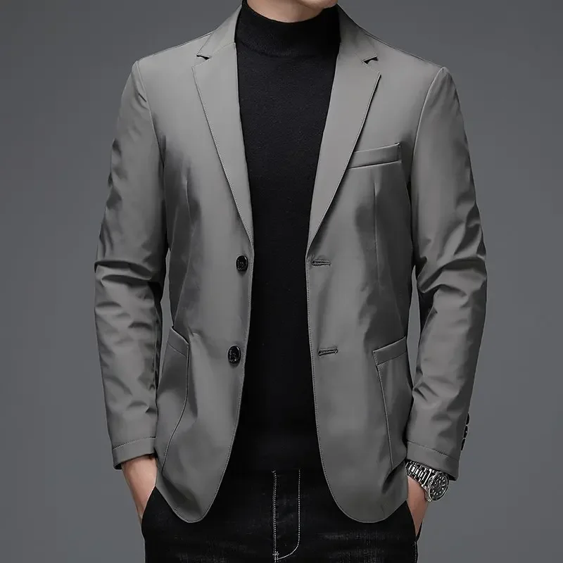 

2024 gentleman Spring and Autumn Season New Middle aged Men's Suit Top Clothes Casual No iron Woolen Clothes 4963