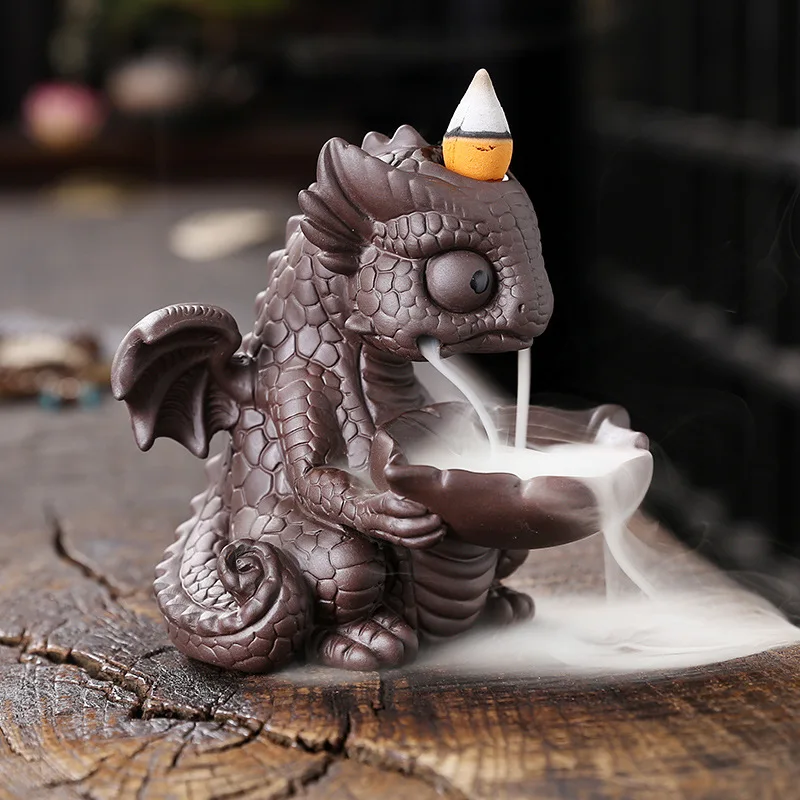 1pc Ceramic Waterfall Incense Burner, Vintage Dragon Backflow Incense Burner, Household Burner Catcher Holder (without Incense）
