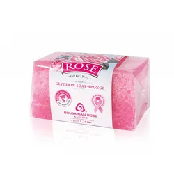 Natural Bulgarian Rose glycerin soap sponge with natural rose water 70g Cleaning and moisturizing