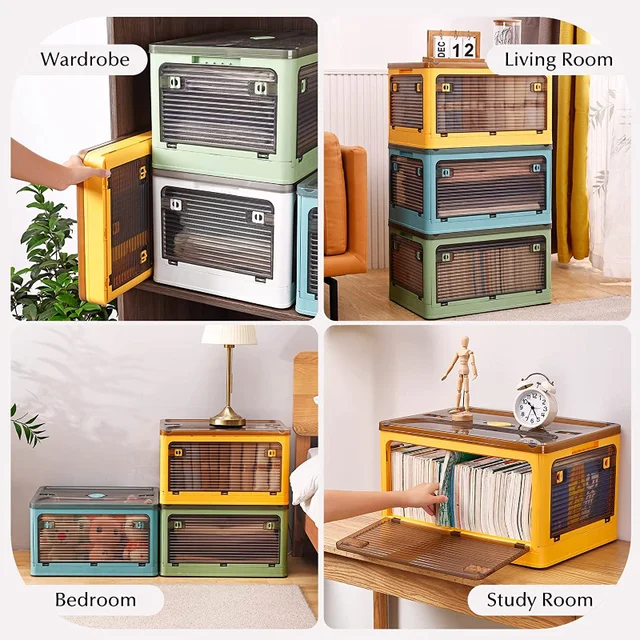 Műanyag Tárolóedények Totot Tartalmazó Tartály Szervező Fedelet És Biztonságos Reteszelő Csat, Átlátszó Összecsukható Tárolódoboz Hengerrel - Image 6